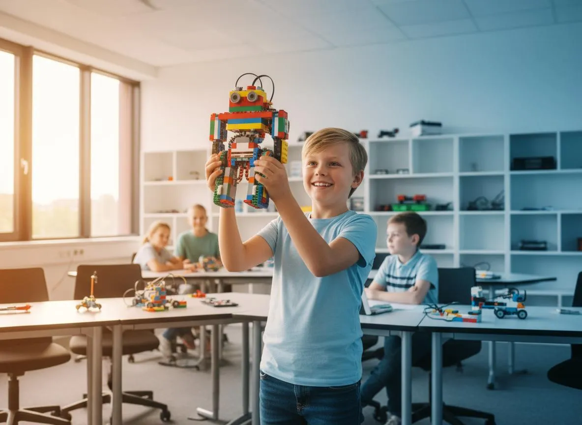 Dítě s LEGO výtvorem