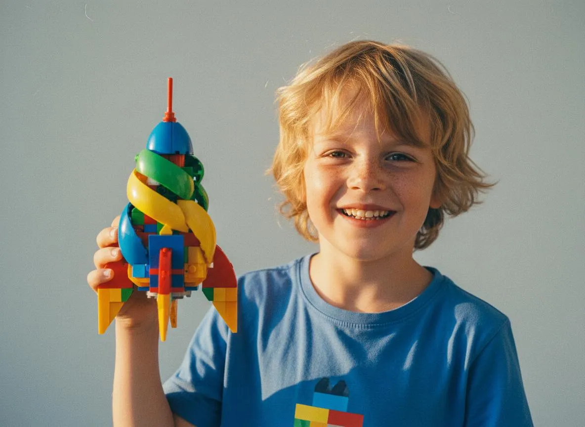 Dítě staví z LEGO